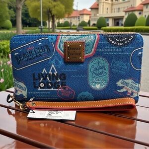 Dooney & Bourke X Disney NWT Blue Graphic Zip Long Wallet w/Detachable Strap